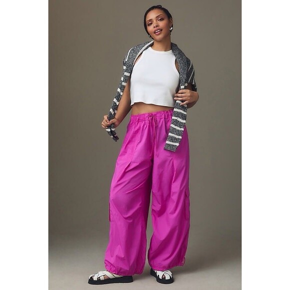 Anthropologie Pants - SOLD! Anthropologie Daily Practice Base Jump Parachute Pants Sz Small Hot Pink